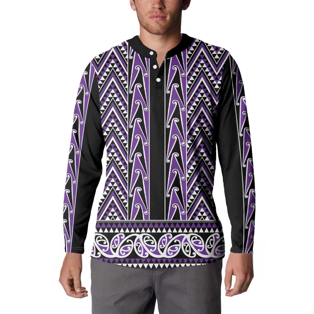 New Zealand Maori Niho Taniwha Button Sweatshirt Waiporopo Mangopare and Puhoro Pattern LT9 - Polynesian Pride
