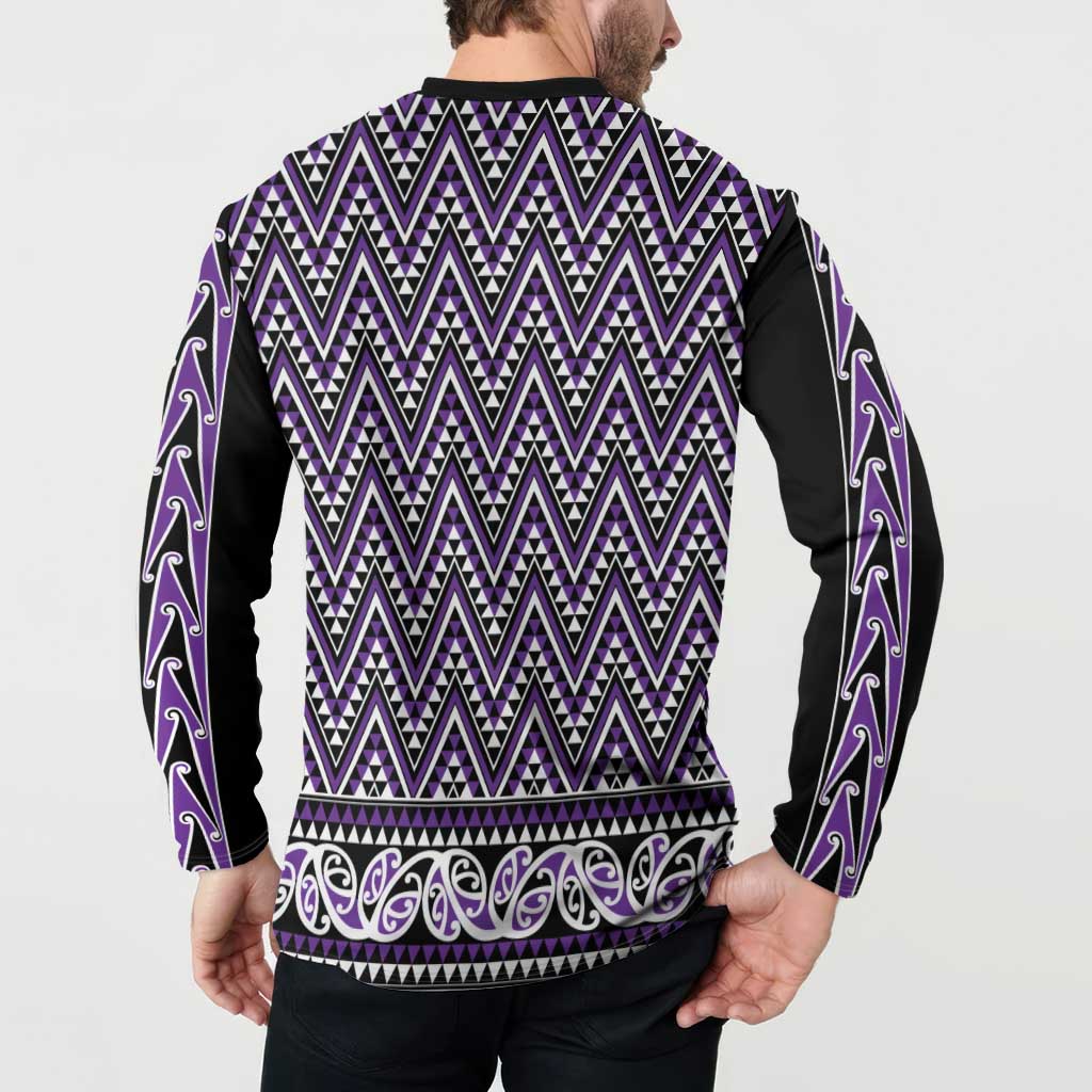 New Zealand Maori Niho Taniwha Button Sweatshirt Waiporopo Mangopare and Puhoro Pattern LT9 - Polynesian Pride