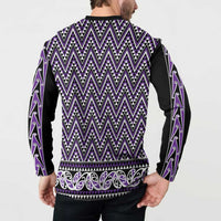 New Zealand Maori Niho Taniwha Button Sweatshirt Waiporopo Mangopare and Puhoro Pattern LT9 - Polynesian Pride