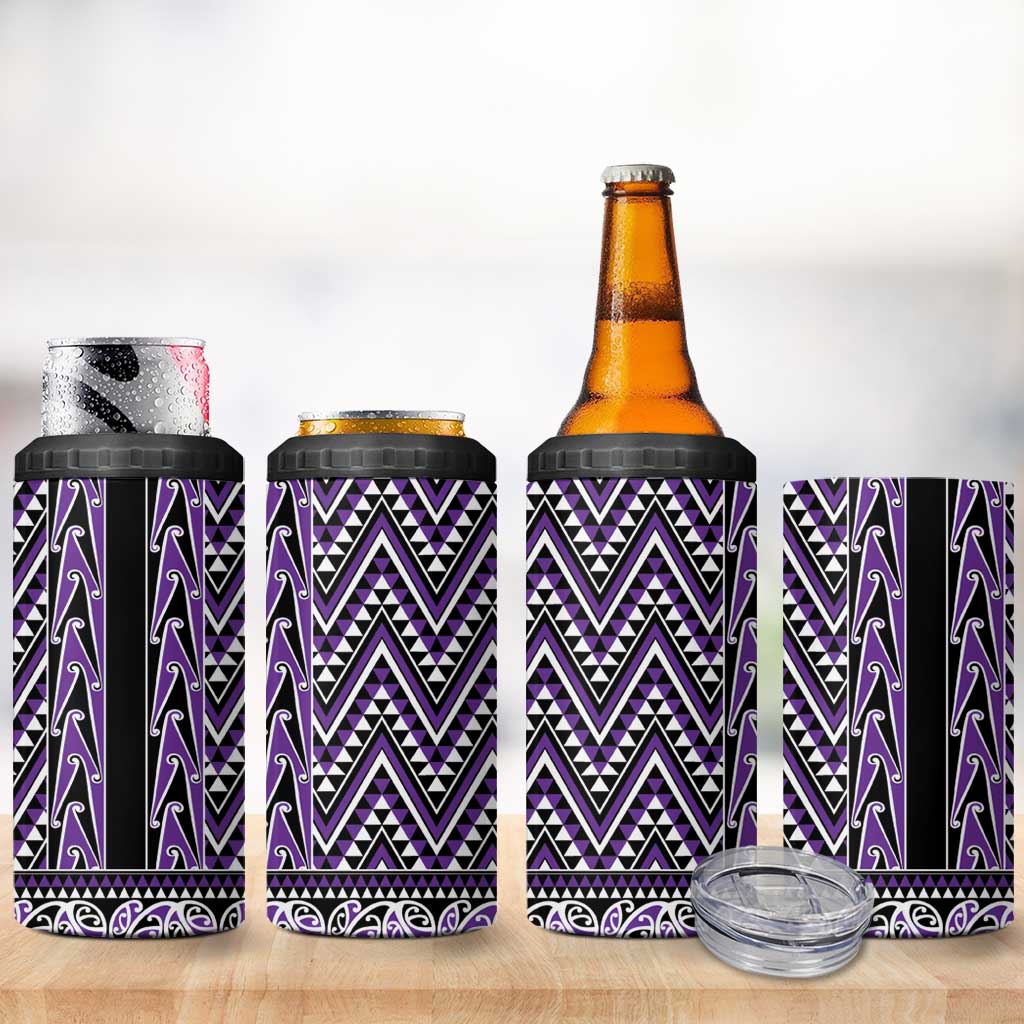 New Zealand Maori Niho Taniwha 4 in 1 Can Cooler Tumbler Waiporopo Mangopare and Puhoro Pattern LT9 - Polynesian Pride