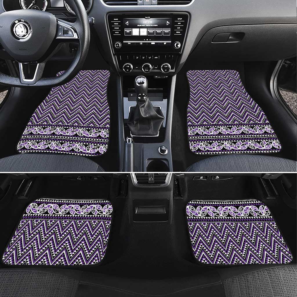 New Zealand Maori Niho Taniwha Car Mats Waiporopo Mangopare and Puhoro Pattern LT9 Set 4pcs Purple - Polynesian Pride
