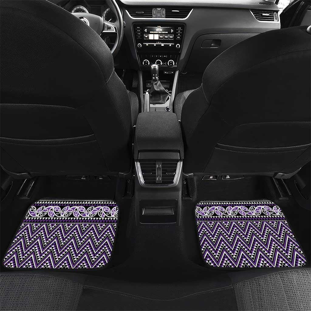New Zealand Maori Niho Taniwha Car Mats Waiporopo Mangopare and Puhoro Pattern LT9 Set 2pcs - Back Purple - Polynesian Pride