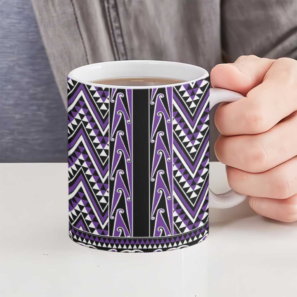 New Zealand Maori Niho Taniwha Ceramic Mug Waiporopo Mangopare and Puhoro Pattern - Polynesian Pride