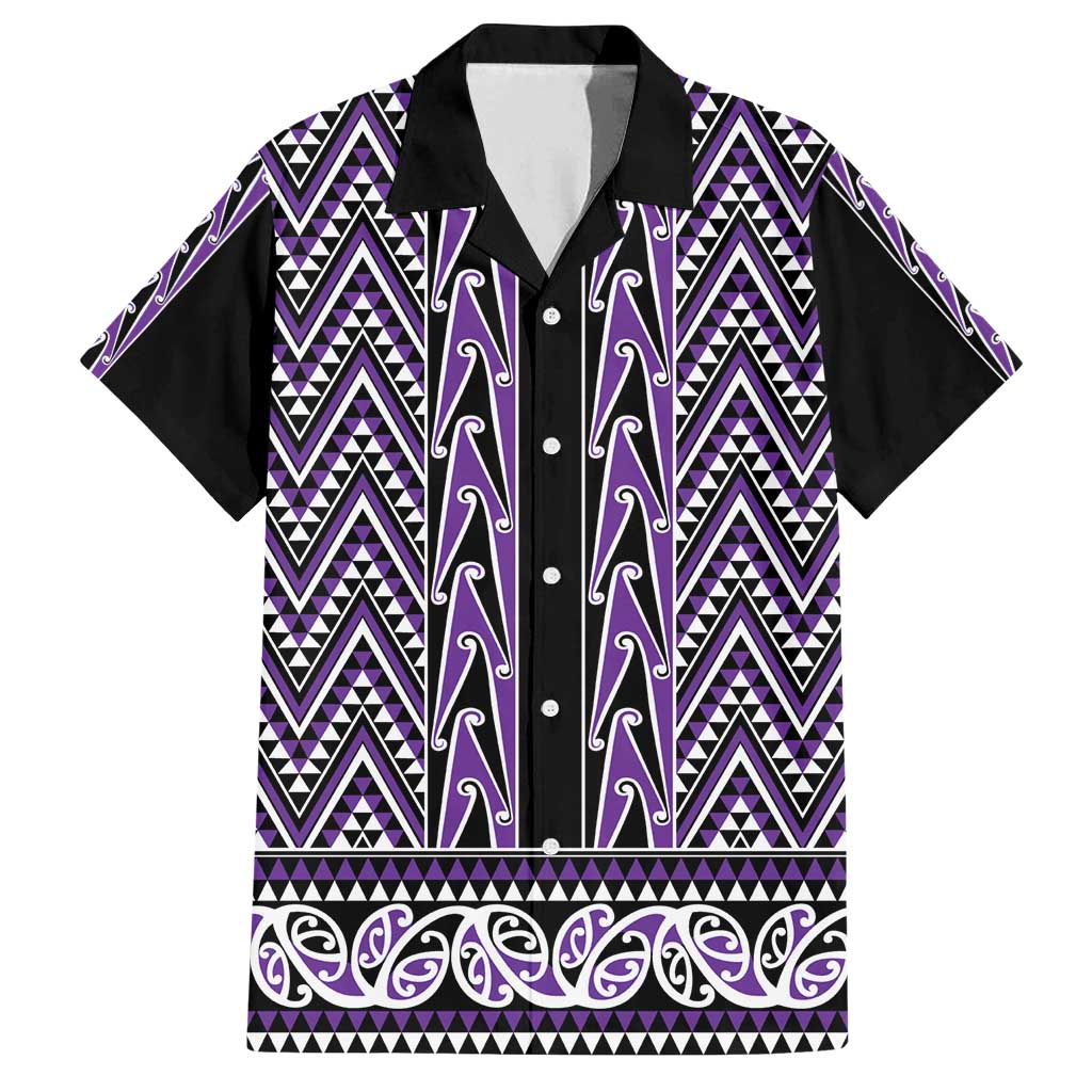 New Zealand Maori Niho Taniwha Family Matching Long Sleeve Bodycon Dress and Hawaiian Shirt Waiporopo Mangopare and Puhoro Pattern LT9 Dad's Shirt - Short Sleeve Purple - Polynesian Pride
