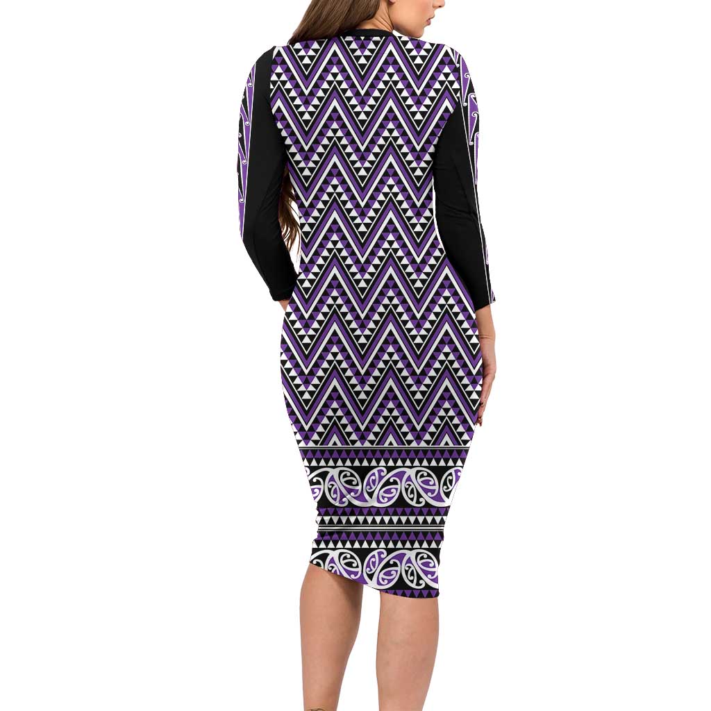New Zealand Maori Niho Taniwha Family Matching Long Sleeve Bodycon Dress and Hawaiian Shirt Waiporopo Mangopare and Puhoro Pattern LT9 - Polynesian Pride