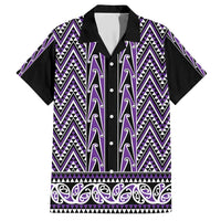 New Zealand Maori Niho Taniwha Family Matching Short Sleeve Bodycon Dress and Hawaiian Shirt Waiporopo Mangopare and Puhoro Pattern LT9 Dad's Shirt - Short Sleeve Purple - Polynesian Pride