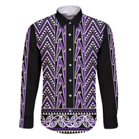 New Zealand Maori Niho Taniwha Family Matching Short Sleeve Bodycon Dress and Hawaiian Shirt Waiporopo Mangopare and Puhoro Pattern LT9 Dad's Shirt - Long Sleeve Purple - Polynesian Pride