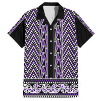New Zealand Maori Niho Taniwha Family Matching Summer Maxi Dress and Hawaiian Shirt Waiporopo Mangopare and Puhoro Pattern LT9 Dad's Shirt - Short Sleeve Purple - Polynesian Pride