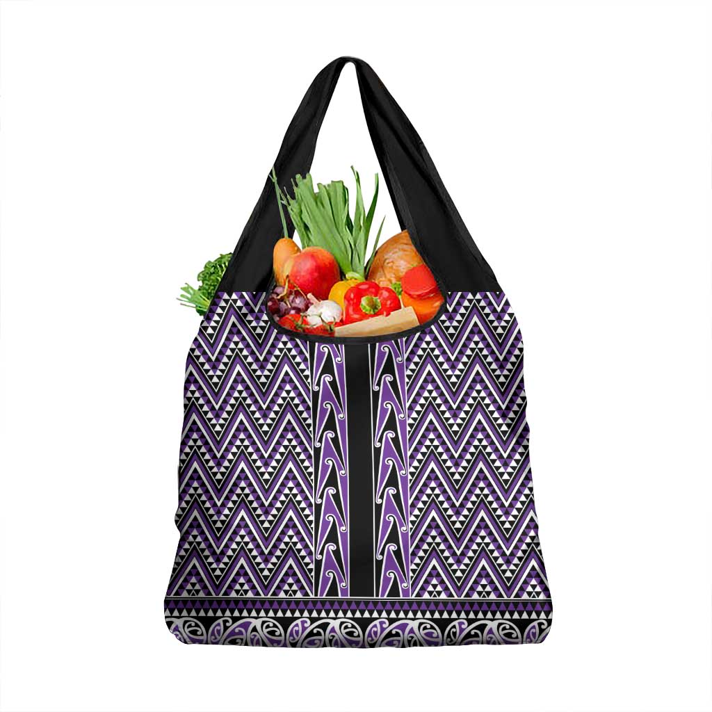 New Zealand Maori Niho Taniwha Grocery Bag Waiporopo Mangopare and Puhoro Pattern LT9 1-pack One Size Purple - Polynesian Pride