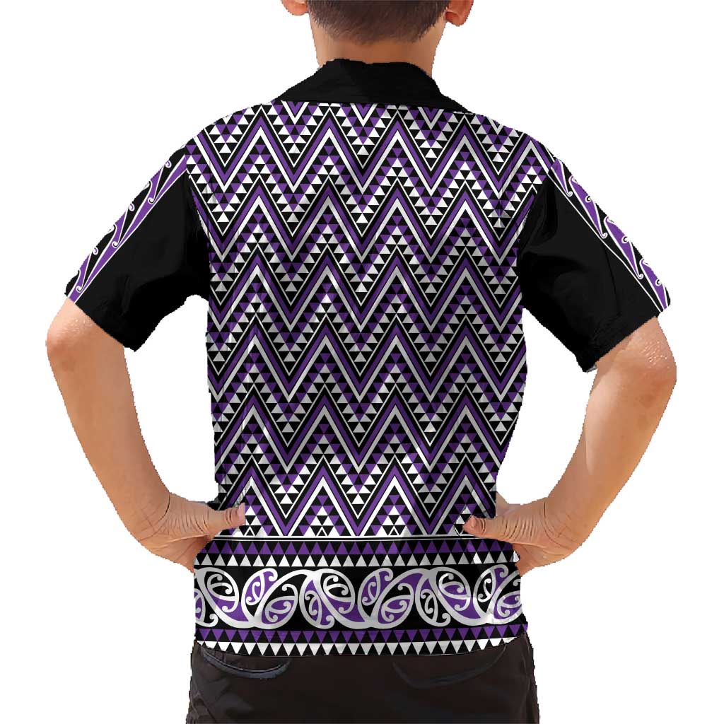 New Zealand Maori Niho Taniwha Kid Hawaiian Shirt Waiporopo Mangopare and Puhoro Pattern LT9 - Polynesian Pride