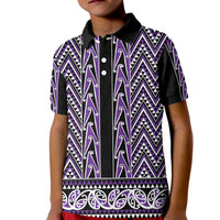 New Zealand Maori Niho Taniwha Kid Polo Shirt Waiporopo Mangopare and Puhoro Pattern LT9 Kid Purple - Polynesian Pride