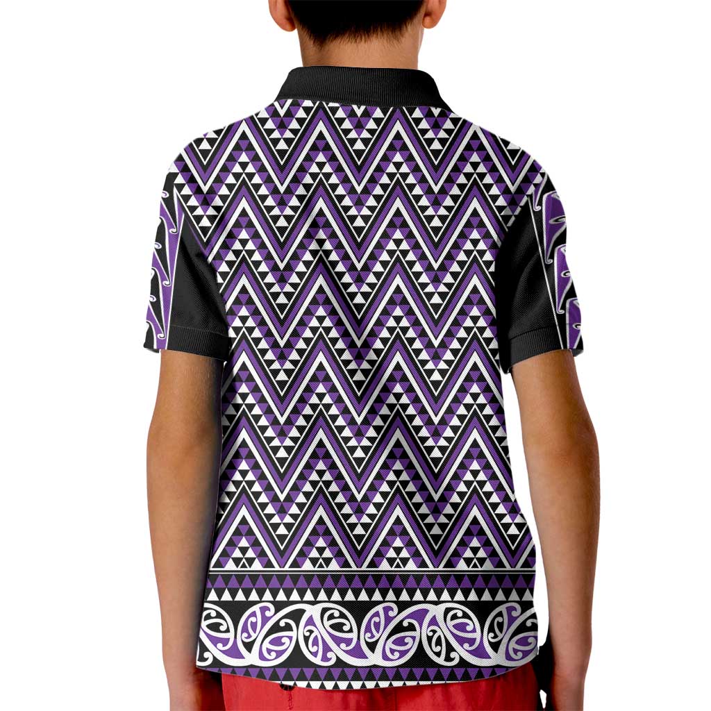 New Zealand Maori Niho Taniwha Kid Polo Shirt Waiporopo Mangopare and Puhoro Pattern LT9 - Polynesian Pride