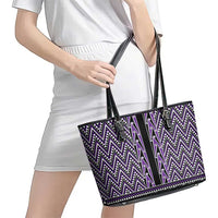 New Zealand Maori Niho Taniwha Leather Tote Bag Waiporopo Mangopare and Puhoro Pattern LT9 - Polynesian Pride