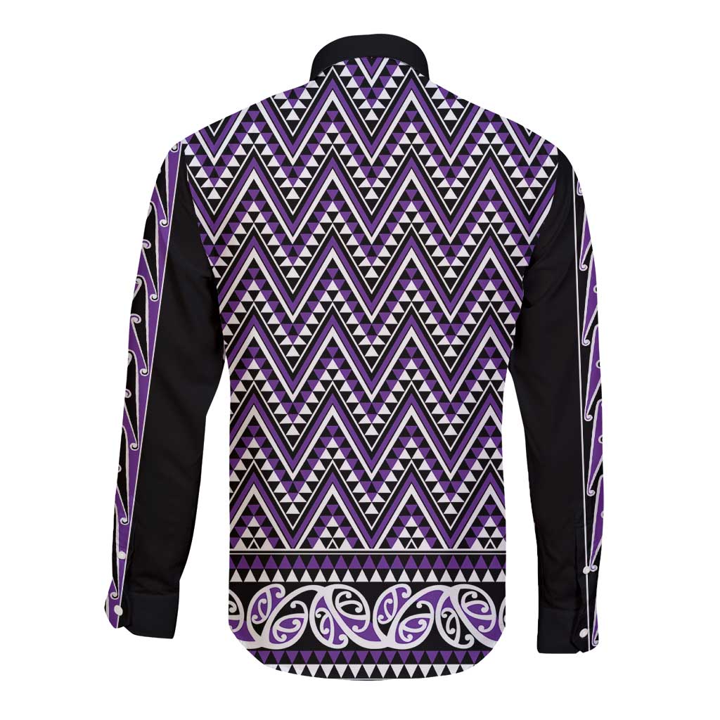 New Zealand Maori Niho Taniwha Long Sleeve Button Shirt Waiporopo Mangopare and Puhoro Pattern LT9 - Polynesian Pride