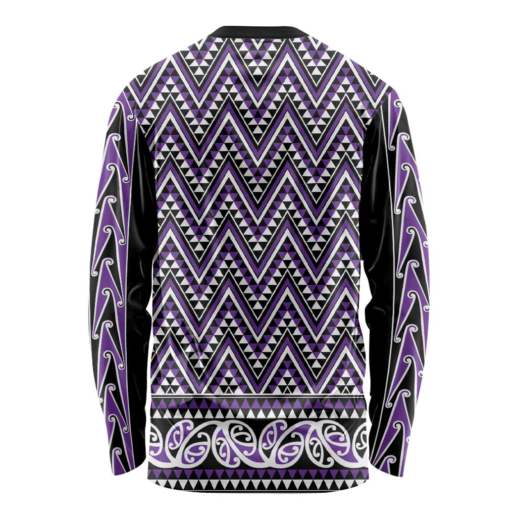 New Zealand Maori Niho Taniwha Long Sleeve Shirt Waiporopo Mangopare and Puhoro Pattern LT9 - Polynesian Pride