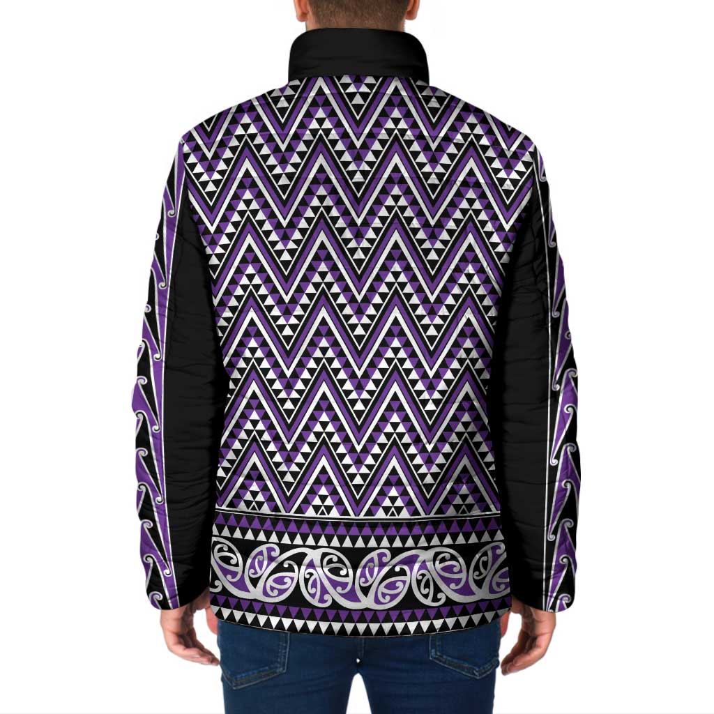 New Zealand Maori Niho Taniwha Padded Jacket Waiporopo Mangopare and Puhoro Pattern - Polynesian Pride