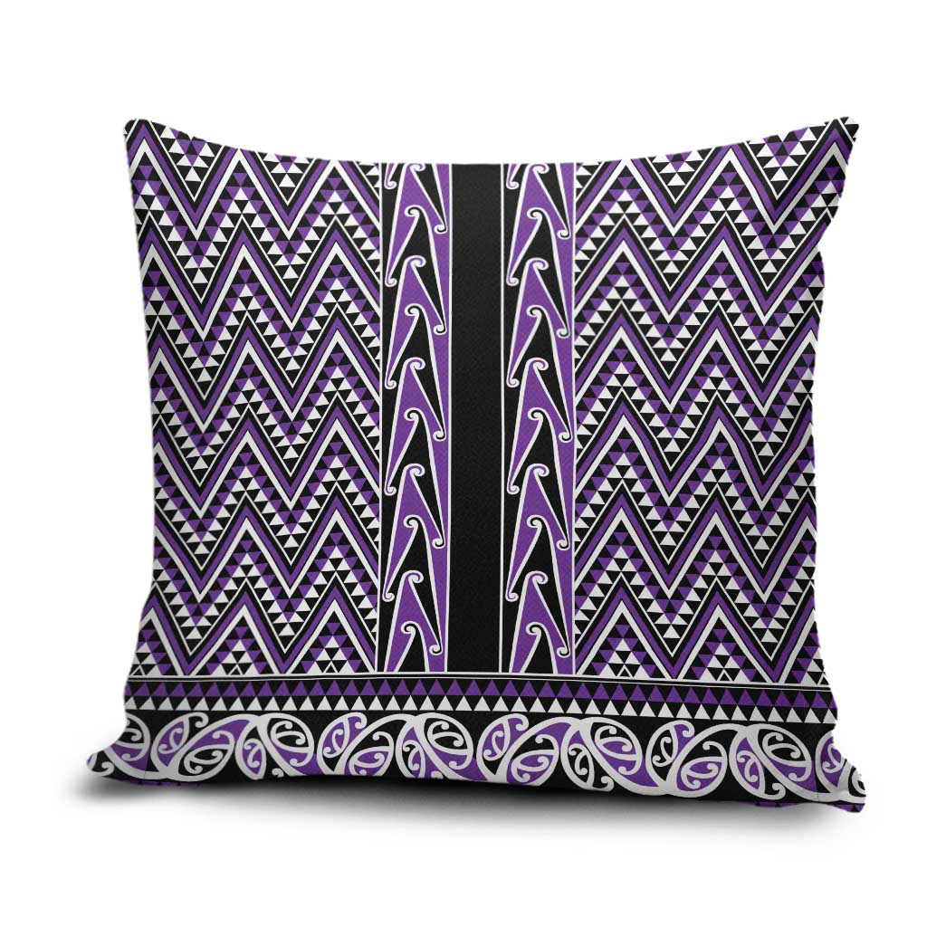New Zealand Maori Niho Taniwha Pillow Cover Waiporopo Mangopare and Puhoro Pattern LT9 Purple - Polynesian Pride