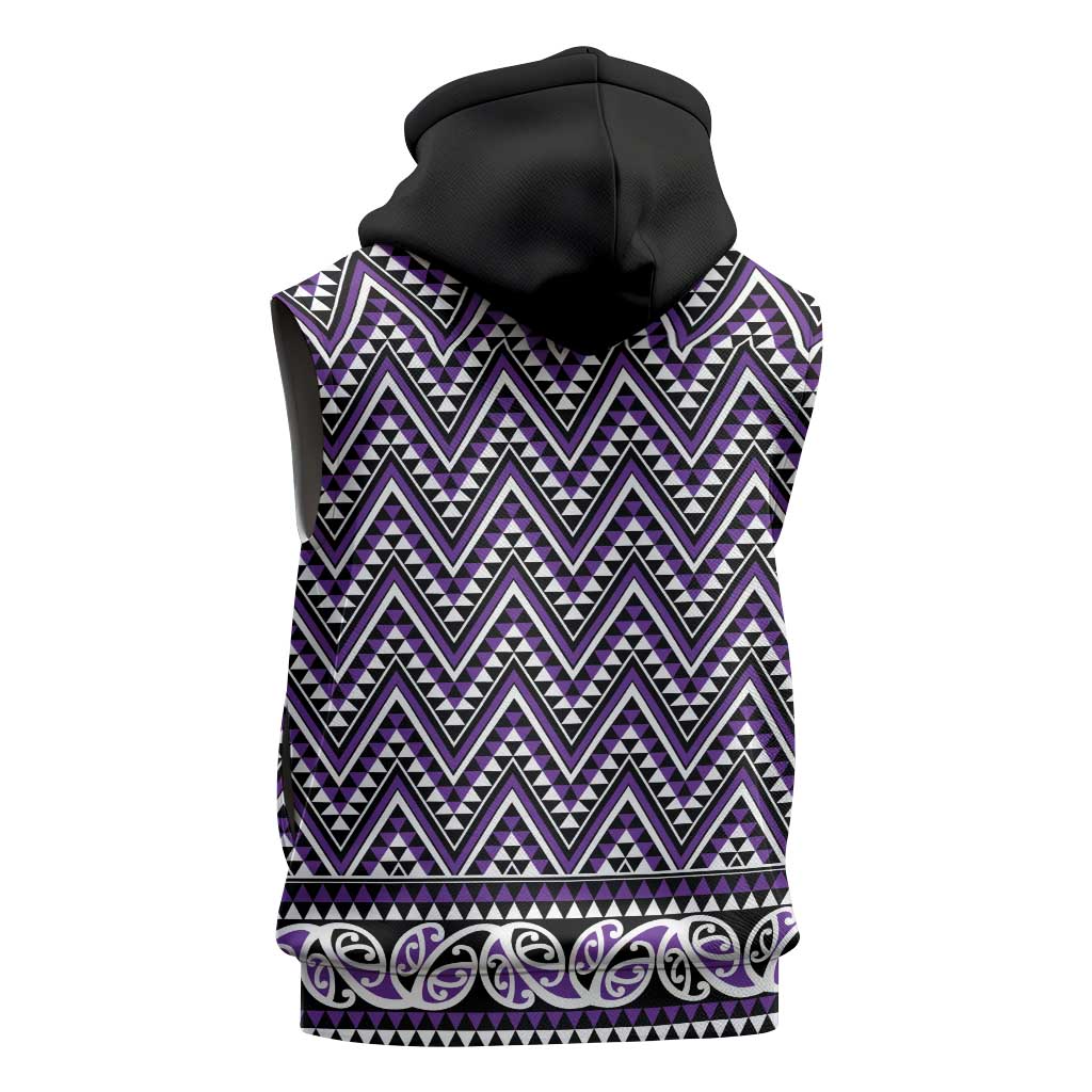 New Zealand Maori Niho Taniwha Sleeveless Zip Hoodie Waiporopo Mangopare and Puhoro Pattern - Polynesian Pride
