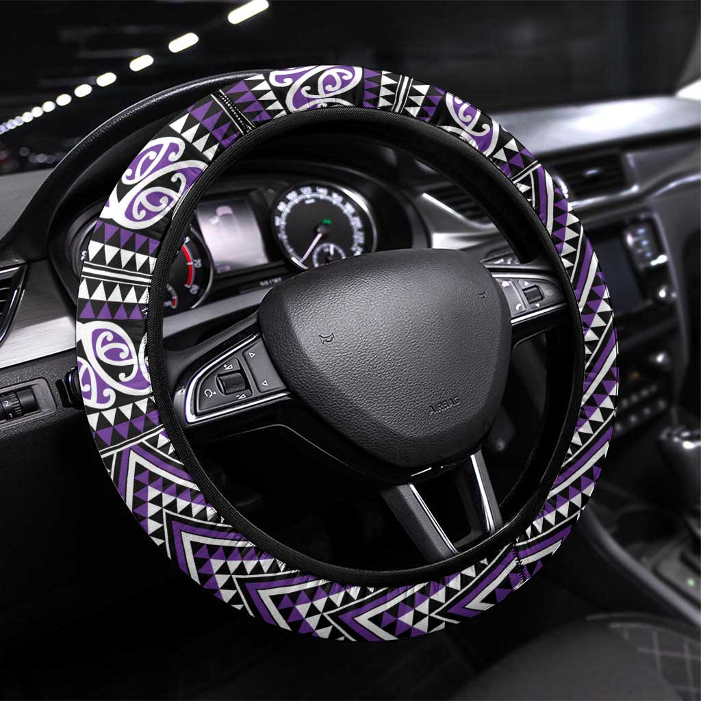 New Zealand Maori Niho Taniwha Steering Wheel Cover Waiporopo Mangopare and Puhoro Pattern