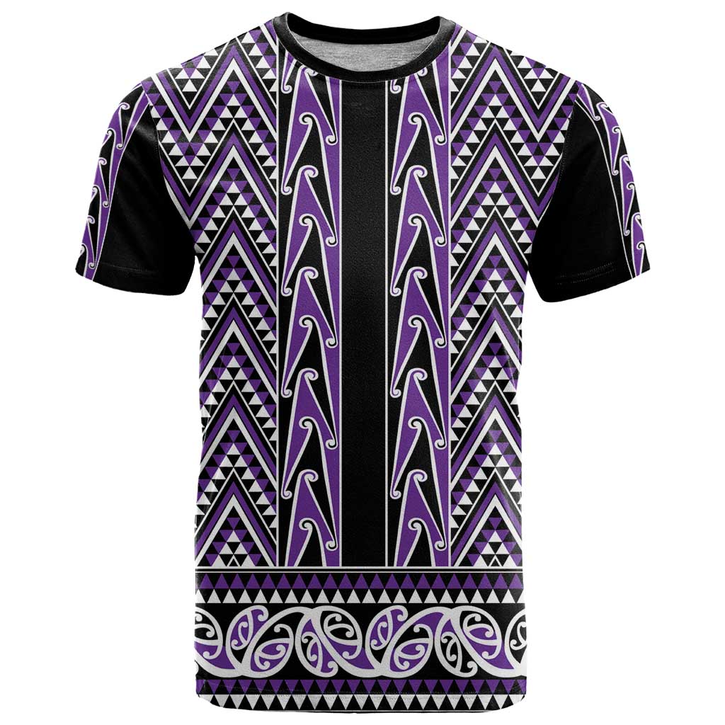 New Zealand Maori Niho Taniwha T Shirt Waiporopo Mangopare and Puhoro Pattern LT9 Purple - Polynesian Pride