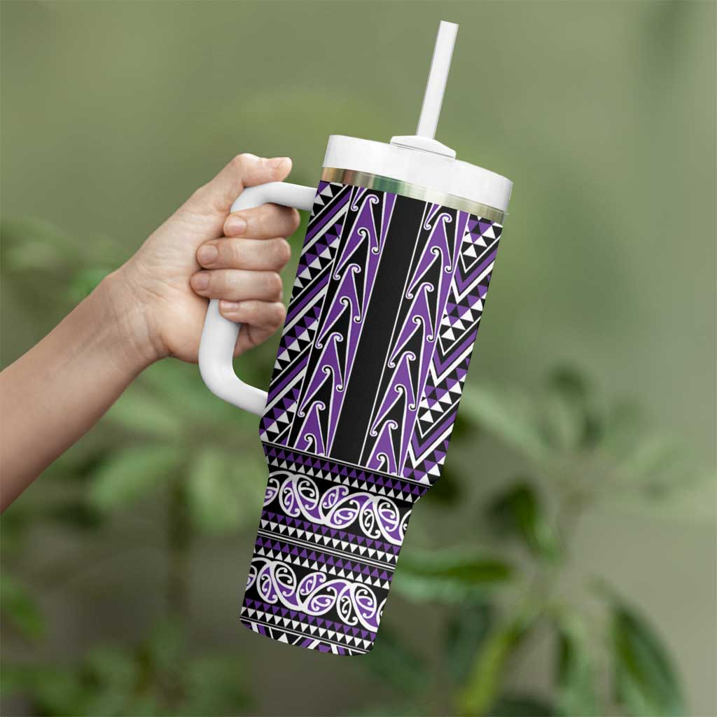 New Zealand Maori Niho Taniwha Tumbler With Handle Waiporopo Mangopare and Puhoro Pattern LT9 - Polynesian Pride