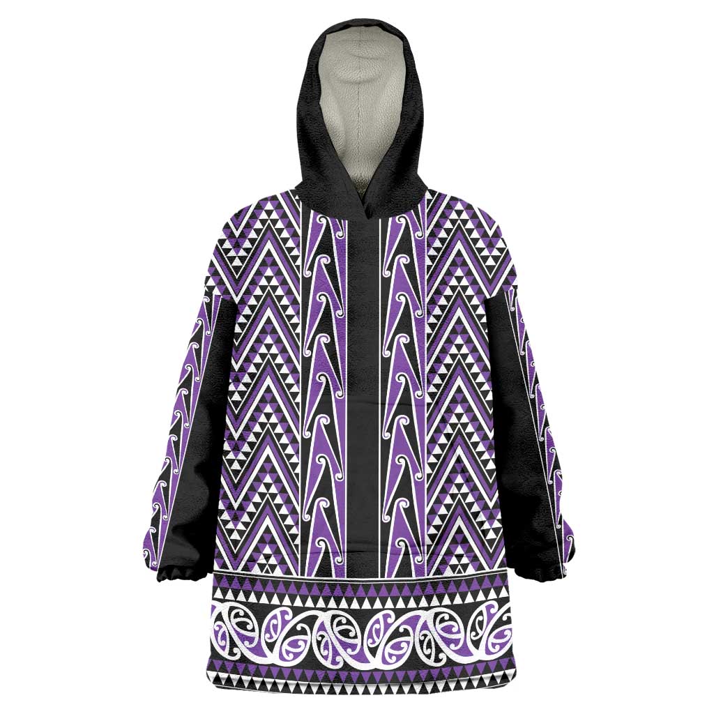 New Zealand Maori Niho Taniwha Wearable Blanket Hoodie Waiporopo Mangopare and Puhoro Pattern
