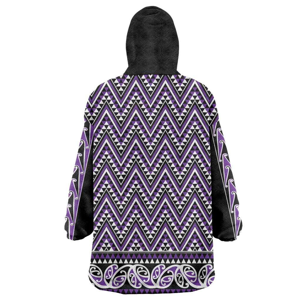 New Zealand Maori Niho Taniwha Wearable Blanket Hoodie Waiporopo Mangopare and Puhoro Pattern
