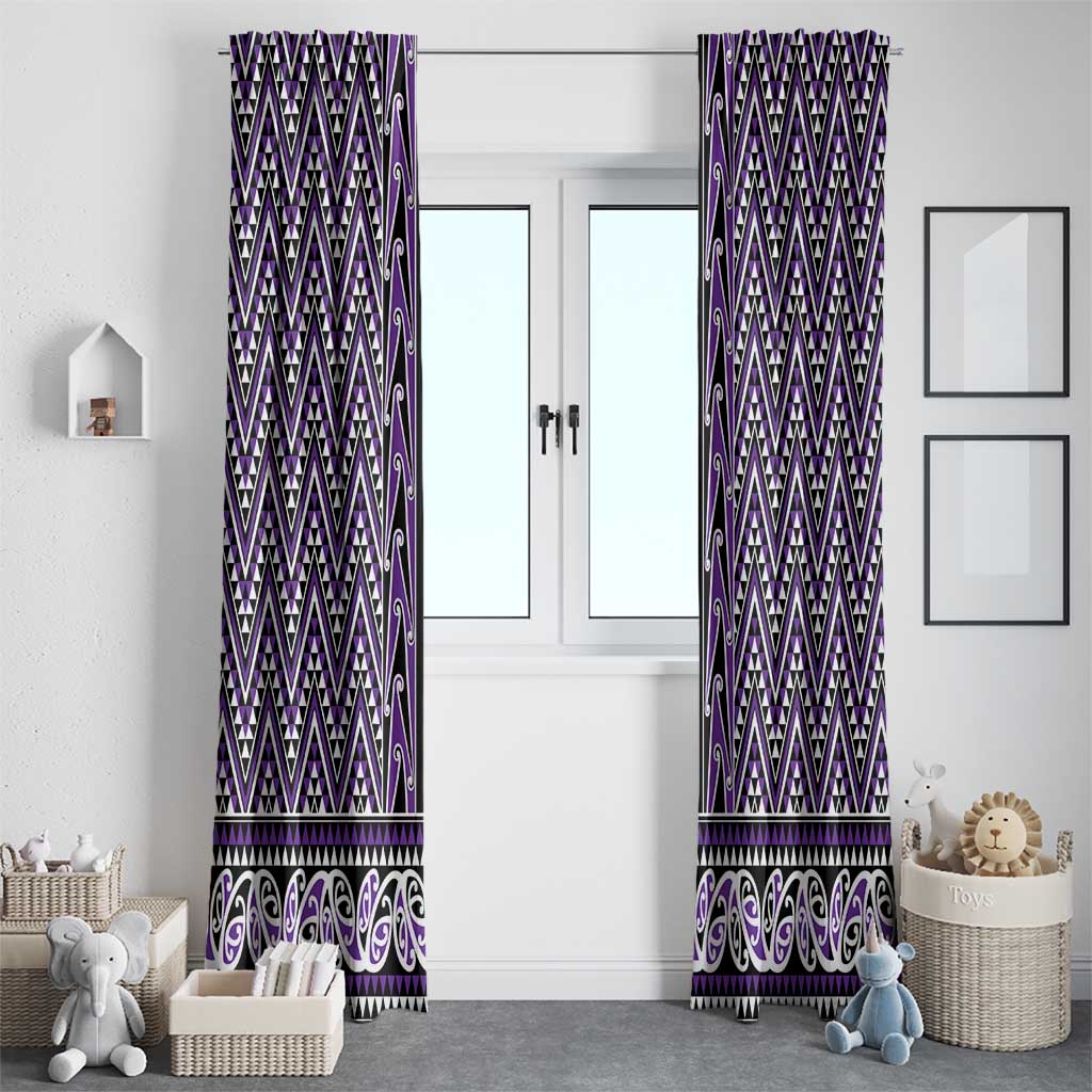 New Zealand Maori Niho Taniwha Window Curtain Waiporopo Mangopare and Puhoro Pattern