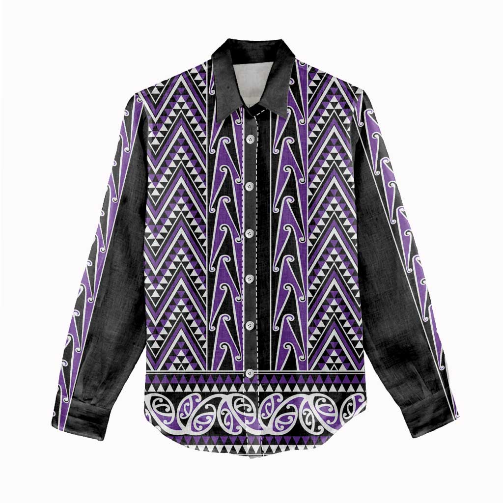 New Zealand Maori Niho Taniwha Women Casual Shirt Waiporopo Mangopare and Puhoro Pattern