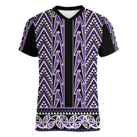 New Zealand Maori Niho Taniwha Women V-Neck T-Shirt Waiporopo Mangopare and Puhoro Pattern