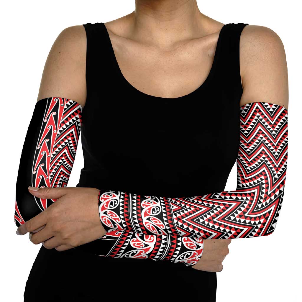 New Zealand Maori Niho Taniwha Arm Sleeves Whero Mangopare and Puhoro Pattern - Polynesian Pride