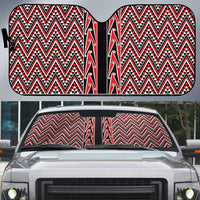 New Zealand Maori Niho Taniwha Auto Sun Shade Whero Mangopare and Puhoro Pattern - Polynesian Pride