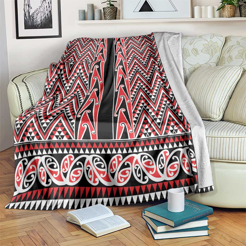New Zealand Maori Niho Taniwha Blanket Whero Mangopare and Puhoro Pattern LT9 Red - Polynesian Pride