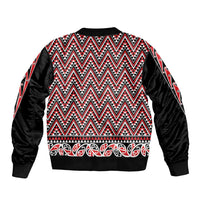 New Zealand Maori Niho Taniwha Bomber Jacket Whero Mangopare and Puhoro Pattern
