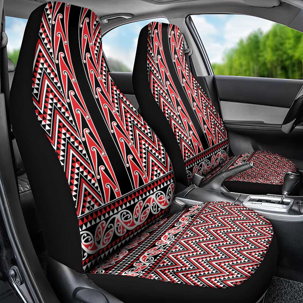 New Zealand Maori Niho Taniwha Car Seat Cover Whero Mangopare and Puhoro Pattern