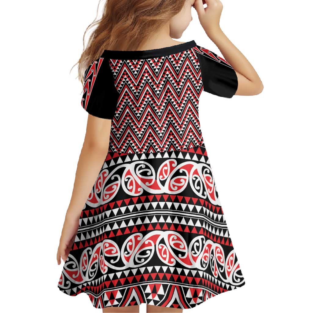 New Zealand Maori Niho Taniwha Family Matching Long Sleeve Bodycon Dress and Hawaiian Shirt Whero Mangopare and Puhoro Pattern LT9 - Polynesian Pride