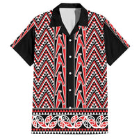 New Zealand Maori Niho Taniwha Family Matching Long Sleeve Bodycon Dress and Hawaiian Shirt Whero Mangopare and Puhoro Pattern LT9 Dad's Shirt - Short Sleeve Red - Polynesian Pride