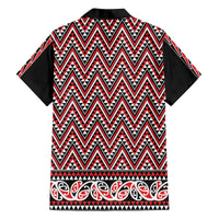 New Zealand Maori Niho Taniwha Family Matching Off The Shoulder Long Sleeve Dress and Hawaiian Shirt Whero Mangopare and Puhoro Pattern