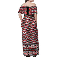 New Zealand Maori Niho Taniwha Family Matching Off Shoulder Maxi Dress and Hawaiian Shirt Whero Mangopare and Puhoro Pattern