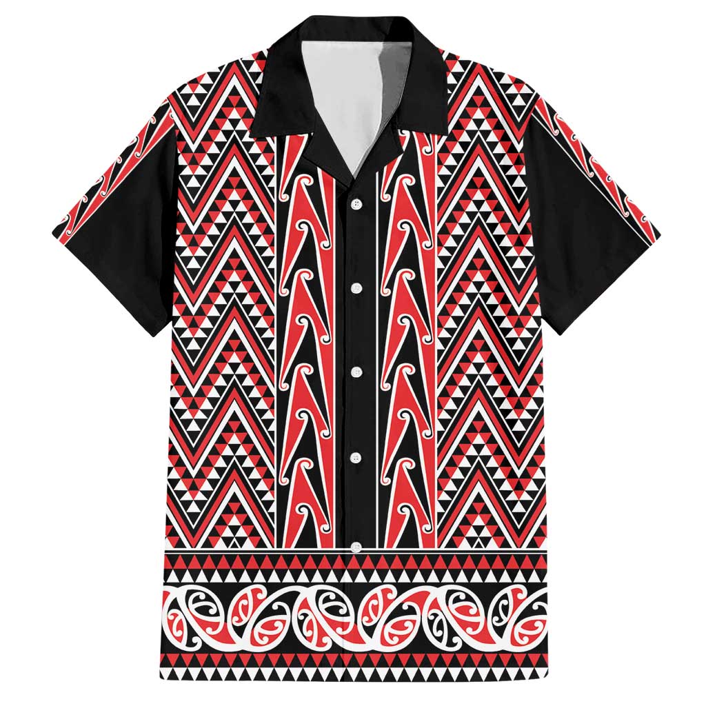 New Zealand Maori Niho Taniwha Family Matching Short Sleeve Bodycon Dress and Hawaiian Shirt Whero Mangopare and Puhoro Pattern LT9 Dad's Shirt - Short Sleeve Red - Polynesian Pride