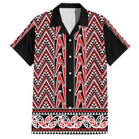 New Zealand Maori Niho Taniwha Family Matching Short Sleeve Bodycon Dress and Hawaiian Shirt Whero Mangopare and Puhoro Pattern LT9 Dad's Shirt - Short Sleeve Red - Polynesian Pride