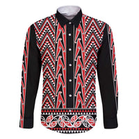 New Zealand Maori Niho Taniwha Family Matching Short Sleeve Bodycon Dress and Hawaiian Shirt Whero Mangopare and Puhoro Pattern LT9 Dad's Shirt - Long Sleeve Red - Polynesian Pride