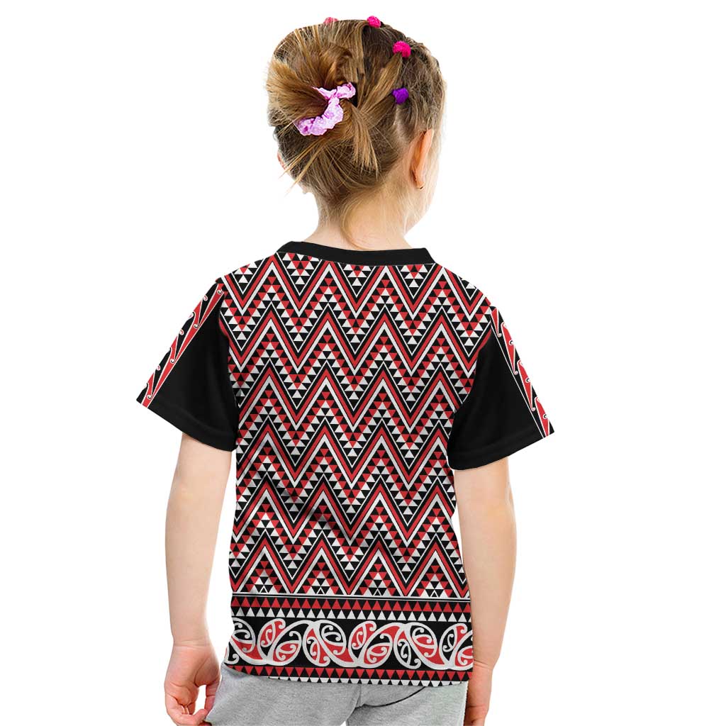 New Zealand Maori Niho Taniwha Kid T Shirt Whero Mangopare and Puhoro Pattern LT9 - Polynesian Pride
