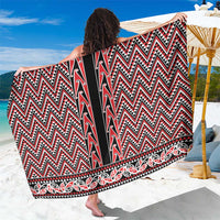 New Zealand Maori Niho Taniwha Sarong Whero Mangopare and Puhoro Pattern LT9 One Size 44 x 66 inches Red - Polynesian Pride