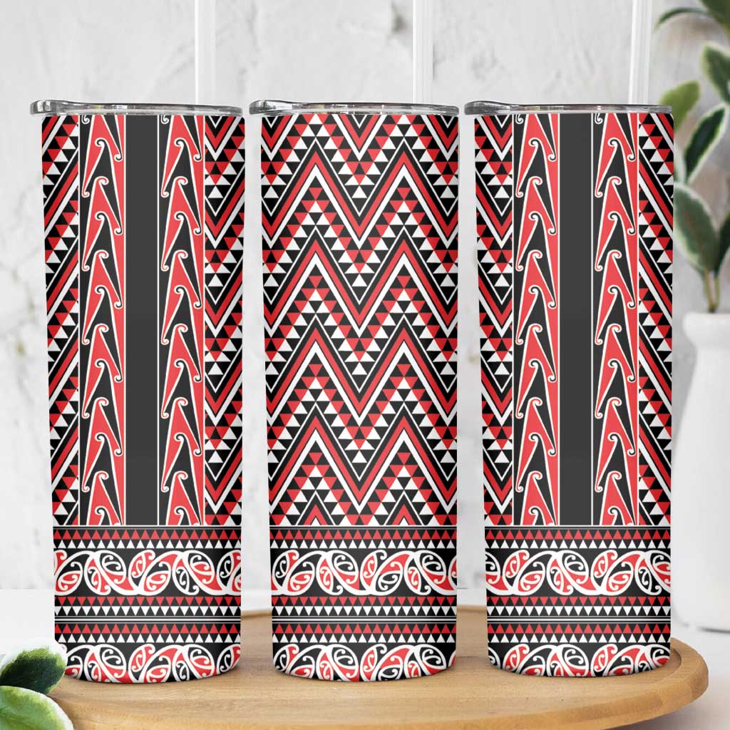 New Zealand Maori Niho Taniwha Skinny Tumbler Whero Mangopare and Puhoro Pattern LT9 - Polynesian Pride