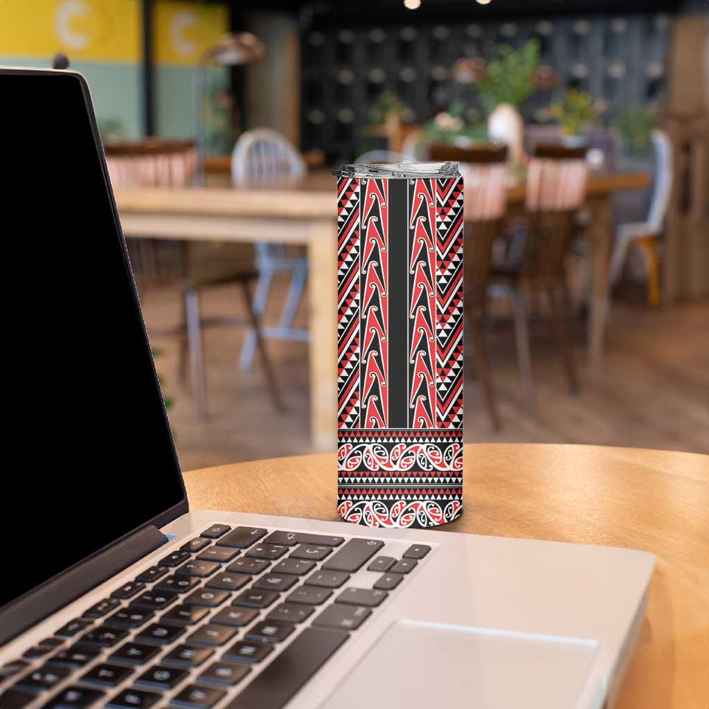 New Zealand Maori Niho Taniwha Skinny Tumbler Whero Mangopare and Puhoro Pattern LT9 - Polynesian Pride