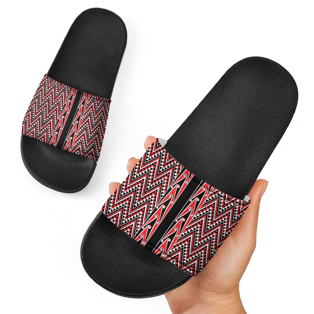 New Zealand Maori Niho Taniwha Slide Sandals Whero Mangopare and Puhoro Pattern LT9 - Polynesian Pride