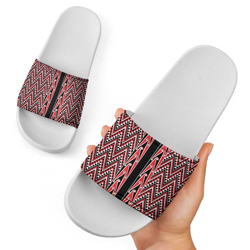 New Zealand Maori Niho Taniwha Slide Sandals Whero Mangopare and Puhoro Pattern LT9 - Polynesian Pride