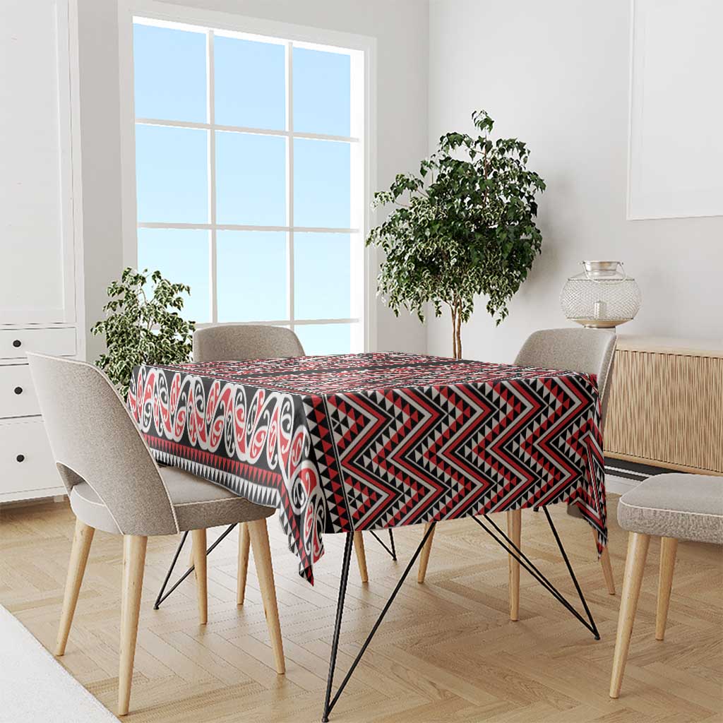 New Zealand Maori Niho Taniwha Tablecloth Whero Mangopare and Puhoro Pattern