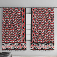 New Zealand Maori Niho Taniwha Window Curtain Whero Mangopare and Puhoro Pattern